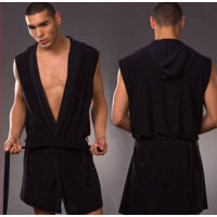 Mens Bathrobe Robe Kimono Male Sleeveless Thin Sleep Wearman Silk Pajamas Homewear Bath Robes for Men Clothing