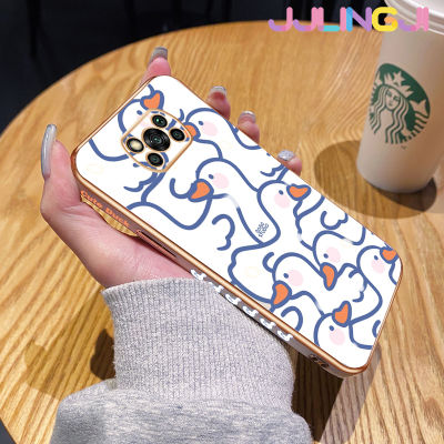 Jjlingji เคสสำหรับ Xiaomi MI POCO X3 NFC POCO X3 Pro POCO C40การ์ตูนน่ารักลายหงส์ขาวสวยดีไซน์ใหม่ด้านข้างเคสโทรศัพท์ซิลิโคนฝาปิดเลนส์เต็มกล้องป้องกันกล่องกันกระแทก Softcase