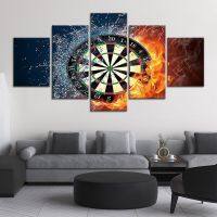 Zhangyanhui2 Dartboard Sport HD พิมพ์ภาพวาดผ้าใบสมัยใหม่ Wall Art Modular โปสเตอร์5ชิ้น