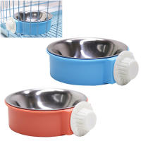 Stainless Steel Hanging Bowl Dog Puppy Feeding Drinking Dish Cat Bird Parrot Fixed Food Water Cage Cup s Feeder Bowls