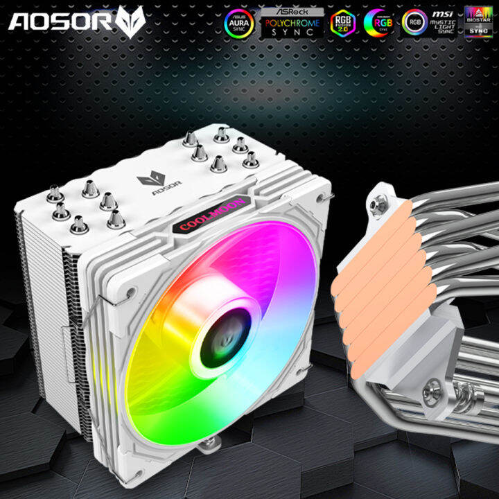 COOLMOON CPU Cooler 6 Heat Pipes 120mm 4 Pin PWM RGB for Intel LGA 1700 ...