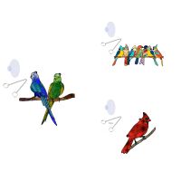 Multicolor Stained Birds Window Hangings Ornament,Acrylic Suncatcher Birds on a Wire Window Panel