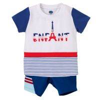 ENFANT (อองฟองต์) ชุดเสื้อยืด กางเกง คอลเลกชัน ปารีส เด็ก 3 - 24 เดือน ไซส์  70 - 90 สีน้ำเงิน