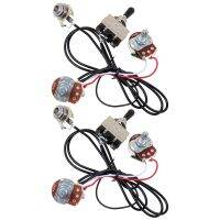 4X Guitar Wiring Harness Prewired Two Pickup 500K Pots 3-Way Toggle Switch Silver