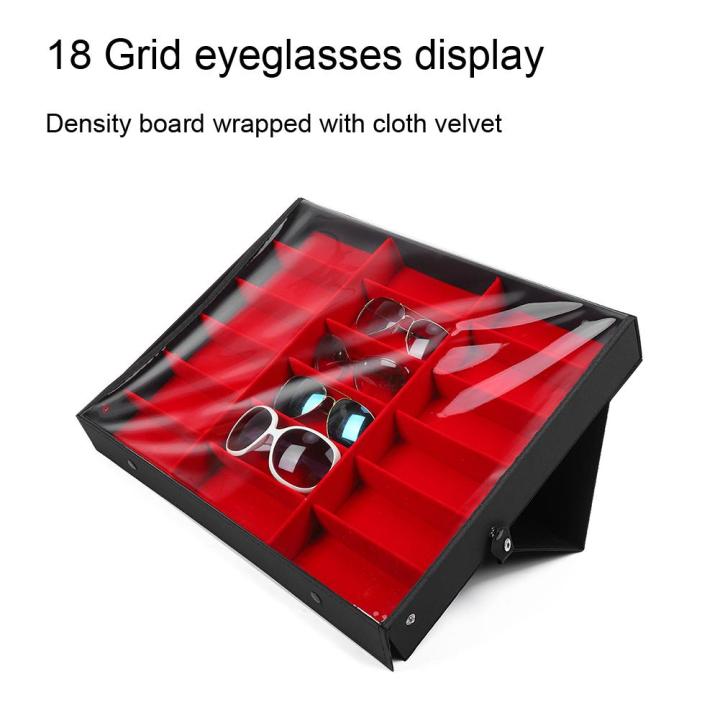 18-eyeglasses-storage-box-ตารางกล่องเก็บแว่นกันแดด-organizer-กล่องโชว์แว่นตาขาตั้งผู้ถือแว่นตา