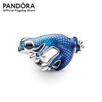 Pandora Gecko sterling silver charm with black crystal and shaded transparent metallic light to dark blue enamel เครื่องประดับ ชาร์ม ชาร์มเงิน ชาร์มสร้อยข้อมือ ชาร์มแพนดอร่า