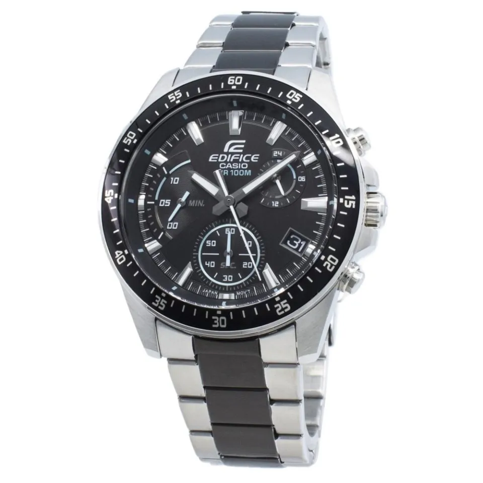 Casio edifice black stainless on sale steel