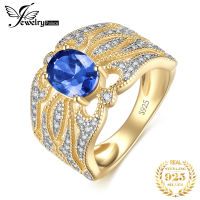 JewelryPalace ดอกไม้วินเทจรูปไข่1.76ct T Anzanite สร้างไพลินเงินแท้925 Solitaire หมั้นแหวนแต่งงานชุบทอง