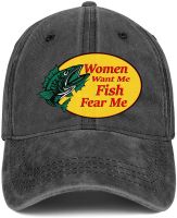 Women Want Me Fish Fear Me Hat -Funny Fishing Gift Baseball Cap Trucker Hat