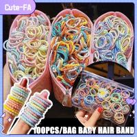 CUTE-FA 100PCS/Bag ที่คาดผม สีสันสดใส ยาง ที่คาดผม ที่มัดผมหางม้า กิ๊บติดผม ที่คาดผมเด็ก