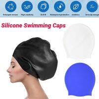 Silicone Swim Pool Hat Elastic Swimming Bath Caps Ear Hair Protection Tear-resistant Waterproof Solid Color Swimming Accessories Swim Caps