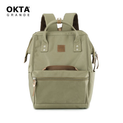 Himawari Backpack laptop pocket 29Hx30W cm with USB charging port anti theft opening OKTA 2107 Army Green