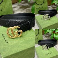 ☃◐▲ GC/ Imported calfskin embossed belt/original bottom leather/hot embossing technology/matching original boutique button/boutique fashion belt