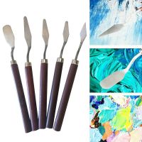 【CC】 5Pcs Painting Color Mixing Supplies Flat Pointed Paint Scraper