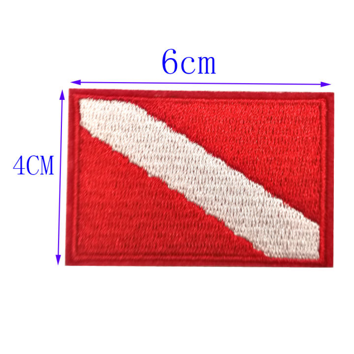 2pc-scuba-diving-flag-patch-dive-diver-patches-iron-sew-on-embroidered-embroidery-biker-backpack-badge-diving-snorkeling-gift