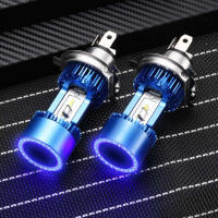 Plug&amp;play 30W 3200lm LED H4 Car Headlight Hi-low Beam HS1 P43T Motorcycle Auto Scooter Light Angel Eye Blue White 6000K 1224V