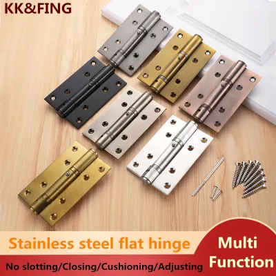 KK FING 2pcs/pair Hydraulically buffered hinge 90° positioning damping spring door hinge Stainless steel flat hinge Door Closers