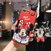 สีแดง Minnie เคสโทรศัพท์สำหรับ OPPO A12 A12e A5s A7 A3s A5 A37 Realme C1ปลอก Mickey ฝาหลังกับเชือกนุ่มเคสทีพียู