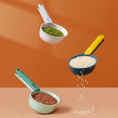 1pcs Long Handle Measuring Spoon with Coffee Clip Cute Scoop Rice Digging Flour Digging Rice Baking Pet Feeding Dog Cat Food Cooking Utensils