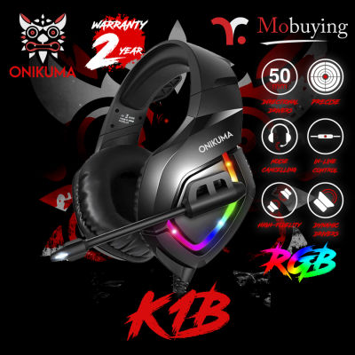 หูฟังเกมมิ่ง ONIKUMA K1B Gaming Headset หูฟัง ขนาดลำโพง 50mm หูฟังเกมมิ่ง ไมโครโฟนตัดเสียงรบกวน พร้อมแสงไฟ LED รองรับการใช้ทุก Platform PC/Mobile/Console หูฟังเกมมิ่ง หูฟังสำหรับเล่นเกม Gaming Headset Stereo Sound