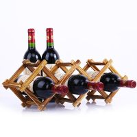 Retro Wooden Wine Bottle Holder Practical Collapsible Home Living Room Decorative Cabinet Red Wine Display Storage Rack Decor