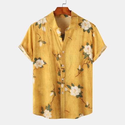 2023เสื้อผ้าฮาวายสำหรับผู้ชาย/ผู้หญิง,เสื้อพิมพ์ลายดอกไม้เสื้อแขนสั้น Harajuku ลำลองทรงหลวมเสื้อชายหาดฤดูร้อน