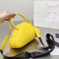 Spring 2023 Pradaˉnew bag womens mini soft leather mini bag large capacity bucket bag one shoulder portable triangle bag tide