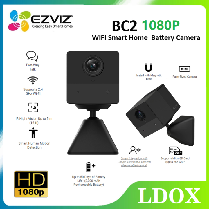 EZVIZ BC2 1080P Mini Palm-Sized Camera Wi-Fi Smart Home Indoor Battery ...