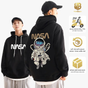 Hoodie NASA vải nỉ bông dầy dáng rộng mũ trùm to mẫu khoác chui đầu mới