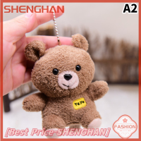 SHENGHAN พวงกุญแจตุ๊กตาหมีกำมะหยี่น่ารักการ์ตูนน่ารักแบบพกพาพวงกุญแจกระเป๋าตุ๊กตากระเป๋าซิปของขวัญเด็ก Decora