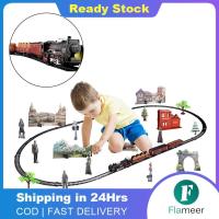 Flameer Train Set W/ Locomotive Engine Battery Operated Play Set Toy W/ Real Light &amp; Sounds For Boys &amp; Girls Years Up