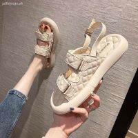 COD DSFGRTUTYIII ☌✈Korean Sandals Women s Soft-soled Women s Sandals 2021 New Student Velcro Sandals Thick-soled Women s Flat Sandals