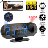 1080p Digital Projection Clock Wifi Camera Night Vision Motion Detection