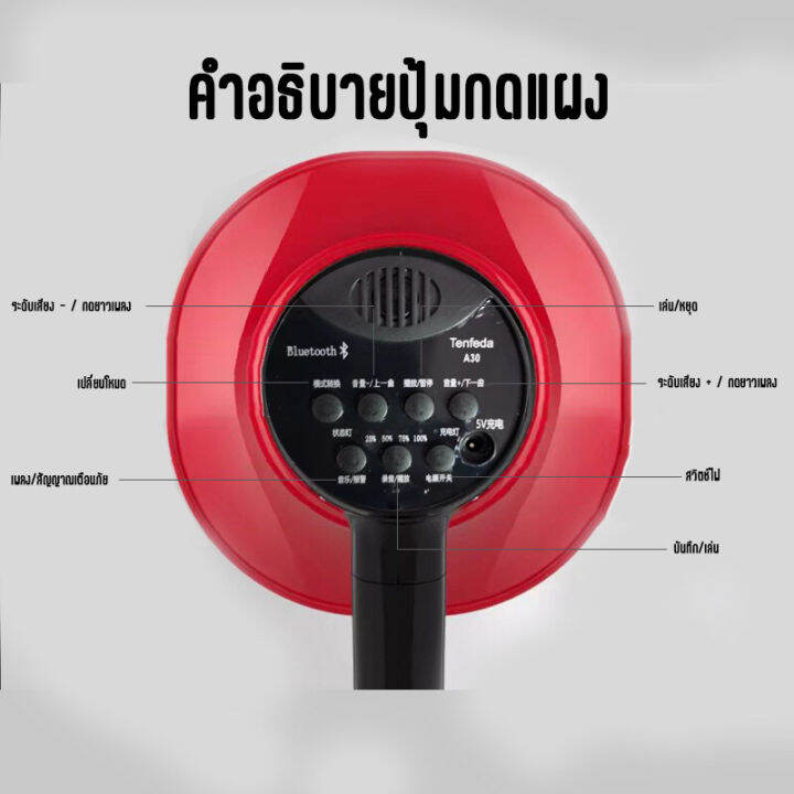 ลำโพงฮอร์น-โทรโข่ง-ฮอนลำโพงดักแมง-portable-megaphone-โทรโข่งติดรถ-โทรโข่งรถสามล้อ-tf-card-usb-บลูทูธ-โทรโข่งสำหรับติดรถยนต์-ฮอลล์ลำโพง-ลำโพงฮอร์นเล็ก