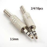 3.5mm 2 Ring 3 Poles Stereo Jack Plug 3.5mm 1/8 inch Female Audio Connector Cable Solder Adapter Metal Terminal with Spring