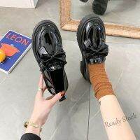 【Ready Stock】 ✶▧▬ C40 Thick Bottom round Toe Leather Shoes Womens British Style Japanese StylejkSpring and Autumn Wild Korean Version of2021New Slip-on Loafers