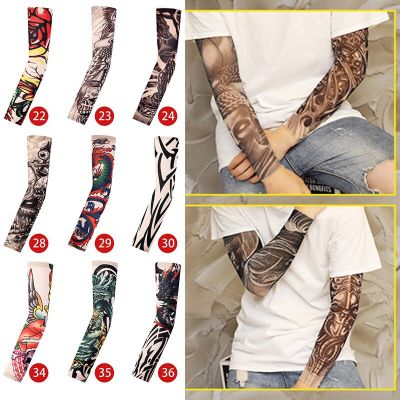 1pc hot sale tattoo sleeve styles elastic Fake 100%nylon Arm stocking beloved girl Buddha Wolf Dragon design halloween cool men Sleeves