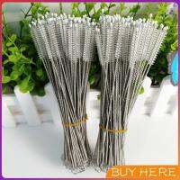 BUY HERE แปรงล้างหลอดดูด จุกนม ขนไนล่อน ไม่ทำให้เป็นรอย Length 175mm/200mm Stainless steel soft straw straw brush