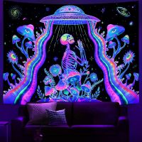 【CW】❁✟♤  Blacklight Wall Tapestry UV Reactive Room Bedroom Decoration