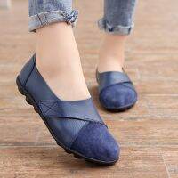 2022 Womans Flats Shoes woman Soft Genuine Leather Big Size 35-44 mocassin Boat Shoes for Women Hook Loop mocasines de mujer