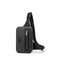 ☃✜ Men Shoulder Bag PU Retro Printing Waterproof Convenient Fashion Chest Bag Leisure Outdoor Sports Bicycle Mobile Phone Waistpack