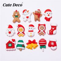 【Charming Deco】1pcs Christmas Present (16 Types)Santas Head/Cape Bear /Charm Button Deco/ Cute Jibbitz Croc Shoes Diy / Charm Resin Material for DIY