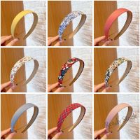 【Ready Stock】 ﹉☄ C18 Korean Fashion French Retro Hair Band Simple and Sweet Floral Check Head band hair accessories headwear