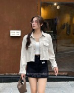 Áo khoác da lộn dáng lửng - 247StoreFashion