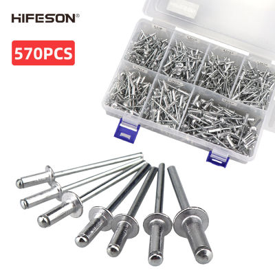 HIFESON 570PCS Rivet Aluminum Core Pull Rivet Decoration Nail 3.2*81012 4.0*101214 5.0*14 for Furniture Assortment Kit