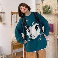 Korobov Japanese Preppy Style Kawaii Sweaters Korean O Neck Oversize Harajuku Cartoon Pullovers Autumn Winter Cute Sweet Jumpers