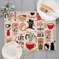 Drinking Coffee Placemat Linen Fabric Table Mat Tableware Cartoon Dining Table Pads Coaster Bar Kitchen Restaurant Cup pads