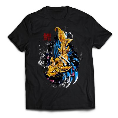 Gold Koi Fish Short Sleeve Casual Graphic Tees Gildan Premium 100% Cotton O-neck T-Shirt casual mens clothing fathers day gift