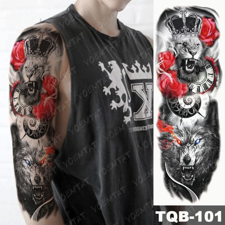 hot-dt-large-arm-sleeve-tiger-wolf-temporary-tatto-sticker-fake-tatoo-men