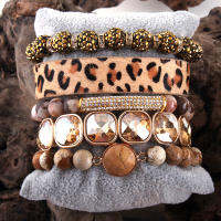 2021RH Fashion leopard Leather Bracelet Set 5pc Handmade Natural Stone Female Femme Bracelets Sets For Women Jewelry DropShipping